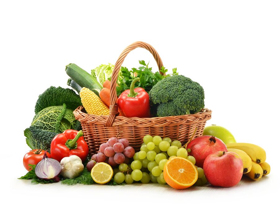 švieži vaisiai ir daržovės pagal dietą